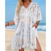 image:imageWomens Lace Bathing Suit Cover Up V Neck Beach Coverup Summer Swim Coverups Loose Bikini Beach Dress 2026Pure White