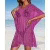 image:imageWomens Lace Bathing Suit Cover Up V Neck Beach Coverup Summer Swim Coverups Loose Bikini Beach Dress 2026Rose Red