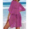 image:imageWomens Lace Bathing Suit Cover Up V Neck Beach Coverup Summer Swim Coverups Loose Bikini Beach Dress 2026Rose Red
