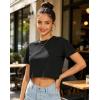 image:imageWomens Summer Crop Tops Short Sleeve Round Neck TShirts Loose Fit Casual Blouse 2026Ablack