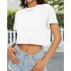 image:imageWomens Summer Crop Tops Short Sleeve Round Neck TShirts Loose Fit Casual Blouse 2026Awhite