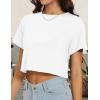 image:imageWomens Summer Crop Tops Short Sleeve Round Neck TShirts Loose Fit Casual Blouse 2026Awhite