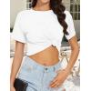 image:imageWomens Summer Crop Tops Short Sleeve Round Neck TShirts Loose Fit Casual Blouse 2026Awhite