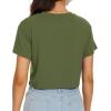 image:imageWomens Summer Crop Tops Short Sleeve Round Neck TShirts Loose Fit Casual Blouse 2026B Army Green