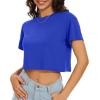 image:imageWomens Summer Crop Tops Short Sleeve Round Neck TShirts Loose Fit Casual Blouse 2026B Blue