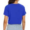 image:imageWomens Summer Crop Tops Short Sleeve Round Neck TShirts Loose Fit Casual Blouse 2026B Blue