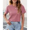image:imageWomens Summer Crop Tops Short Sleeve Round Neck TShirts Loose Fit Casual Blouse 2026B Brick Red