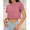 image:imageWomens Summer Crop Tops Short Sleeve Round Neck TShirts Loose Fit Casual Blouse 2026B Brick Red