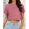image:imageWomens Summer Crop Tops Short Sleeve Round Neck TShirts Loose Fit Casual Blouse 2026B Brick Red