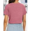 image:imageWomens Summer Crop Tops Short Sleeve Round Neck TShirts Loose Fit Casual Blouse 2026B Brick Red