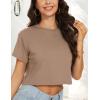 image:imageWomens Summer Crop Tops Short Sleeve Round Neck TShirts Loose Fit Casual Blouse 2026B Khaki