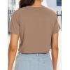 image:imageWomens Summer Crop Tops Short Sleeve Round Neck TShirts Loose Fit Casual Blouse 2026B Khaki