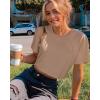 image:imageWomens Summer Crop Tops Short Sleeve Round Neck TShirts Loose Fit Casual Blouse 2026B Khaki