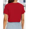 image:imageWomens Summer Crop Tops Short Sleeve Round Neck TShirts Loose Fit Casual Blouse 2026B Red