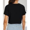 image:imageWomens Summer Crop Tops Short Sleeve Round Neck TShirts Loose Fit Casual Blouse 2026Black Blue Butterfly