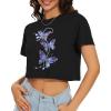 image:imageWomens Summer Crop Tops Short Sleeve Round Neck TShirts Loose Fit Casual Blouse 2026Blue Purple Butterfly