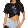image:imageWomens Summer Crop Tops Short Sleeve Round Neck TShirts Loose Fit Casual Blouse 2026Blue Purple Butterfly