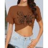 image:imageWomens Summer Crop Tops Short Sleeve Round Neck TShirts Loose Fit Casual Blouse 2026C Brown Butterfly