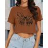 image:imageWomens Summer Crop Tops Short Sleeve Round Neck TShirts Loose Fit Casual Blouse 2026C Brown Butterfly