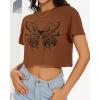 image:imageWomens Summer Crop Tops Short Sleeve Round Neck TShirts Loose Fit Casual Blouse 2026C Brown Butterfly