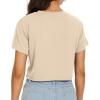 image:imageWomens Summer Crop Tops Short Sleeve Round Neck TShirts Loose Fit Casual Blouse 2026C Khaki Sunflower