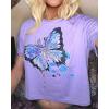 image:imageWomens Summer Crop Tops Short Sleeve Round Neck TShirts Loose Fit Casual Blouse 2026C Purple Butterfly