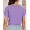 image:imageWomens Summer Crop Tops Short Sleeve Round Neck TShirts Loose Fit Casual Blouse 2026C Purple Butterfly