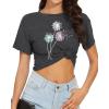 image:imageWomens Summer Crop Tops Short Sleeve Round Neck TShirts Loose Fit Casual Blouse 2026Colorful Dandelion