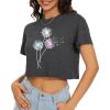 image:imageWomens Summer Crop Tops Short Sleeve Round Neck TShirts Loose Fit Casual Blouse 2026Colorful Dandelion