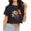 image:imageWomens Summer Crop Tops Short Sleeve Round Neck TShirts Loose Fit Casual Blouse 2026D Black Butterfly Flowers