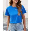 image:imageWomens Summer Crop Tops Short Sleeve Round Neck TShirts Loose Fit Casual Blouse 2026D Light Blue