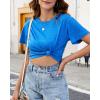 image:imageWomens Summer Crop Tops Short Sleeve Round Neck TShirts Loose Fit Casual Blouse 2026D Light Blue