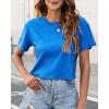 image:imageWomens Summer Crop Tops Short Sleeve Round Neck TShirts Loose Fit Casual Blouse 2026D Light Blue