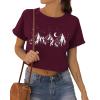 image:imageWomens Summer Crop Tops Short Sleeve Round Neck TShirts Loose Fit Casual Blouse 2026Deep Red Highlands