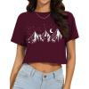 image:imageWomens Summer Crop Tops Short Sleeve Round Neck TShirts Loose Fit Casual Blouse 2026Deep Red Highlands