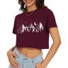 image:imageWomens Summer Crop Tops Short Sleeve Round Neck TShirts Loose Fit Casual Blouse 2026Deep Red Highlands