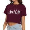 image:imageWomens Summer Crop Tops Short Sleeve Round Neck TShirts Loose Fit Casual Blouse 2026Deep Red Highlands