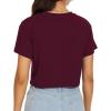 image:imageWomens Summer Crop Tops Short Sleeve Round Neck TShirts Loose Fit Casual Blouse 2026Deep Red Highlands