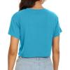 image:imageWomens Summer Crop Tops Short Sleeve Round Neck TShirts Loose Fit Casual Blouse 2026F Blue Sunset Hour