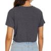 image:imageWomens Summer Crop Tops Short Sleeve Round Neck TShirts Loose Fit Casual Blouse 2026G Dark Grey Pineapple