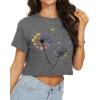 image:imageWomens Summer Crop Tops Short Sleeve Round Neck TShirts Loose Fit Casual Blouse 2026G Grey Dandelion Print
