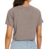 image:imageWomens Summer Crop Tops Short Sleeve Round Neck TShirts Loose Fit Casual Blouse 2026H Brown Flower Butterfly