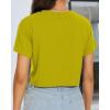 image:imageWomens Summer Crop Tops Short Sleeve Round Neck TShirts Loose Fit Casual Blouse 2026H Ginger Yellow Graffiti