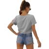image:imageWomens Summer Crop Tops Short Sleeve Round Neck TShirts Loose Fit Casual Blouse 2026I Flag Print