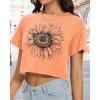 image:imageWomens Summer Crop Tops Short Sleeve Round Neck TShirts Loose Fit Casual Blouse 2026Orange Sunflower