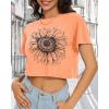 image:imageWomens Summer Crop Tops Short Sleeve Round Neck TShirts Loose Fit Casual Blouse 2026Orange Sunflower