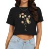 image:imageWomens Summer Crop Tops Short Sleeve Round Neck TShirts Loose Fit Casual Blouse 2026Pink Butterfly Flower