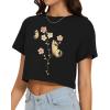 image:imageWomens Summer Crop Tops Short Sleeve Round Neck TShirts Loose Fit Casual Blouse 2026Pink Butterfly Flower