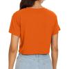 image:imageWomens Summer Crop Tops Short Sleeve Round Neck TShirts Loose Fit Casual Blouse 2026Solid Orange