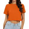 image:imageWomens Summer Crop Tops Short Sleeve Round Neck TShirts Loose Fit Casual Blouse 2026Solid Orange